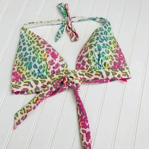 NWOT Victorias Secret colorful leopard bikini top - Picture 2 of 5